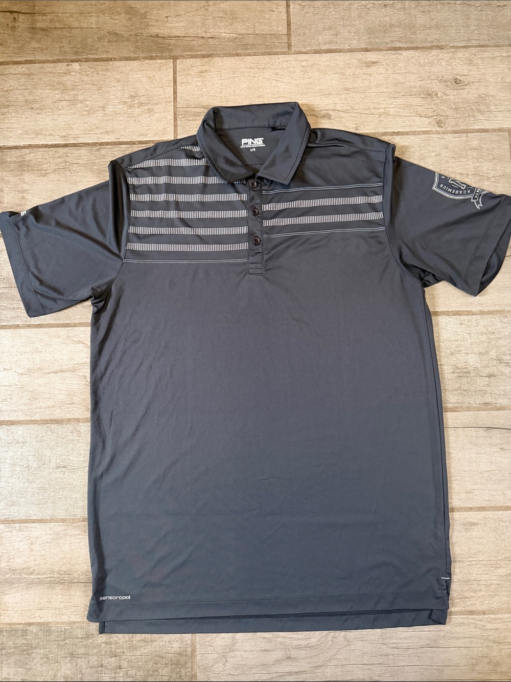PING Performance Dynamics Gray Striped Golf Polo Men’s Large
